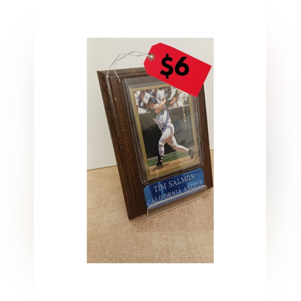 Tim Salmon Anaheim Los Angeles California Angles Topps Card #360 Wooden Plaque